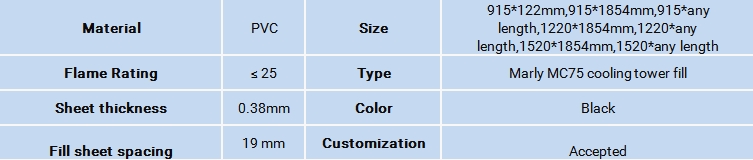 mc75 cooling tower fill specifications